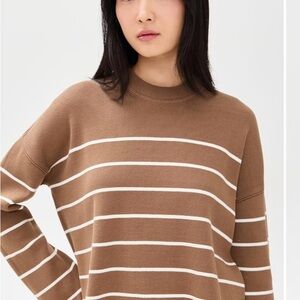 La Ligne Tan  and White Striped Sweater Style Leo
